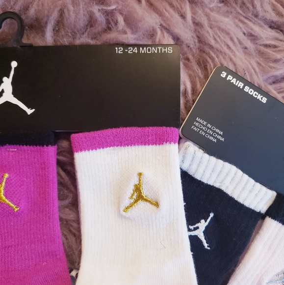 Nike Jordan Baby Socks - 6 Pairs - Pink & Purple - Picture 2 of 7
